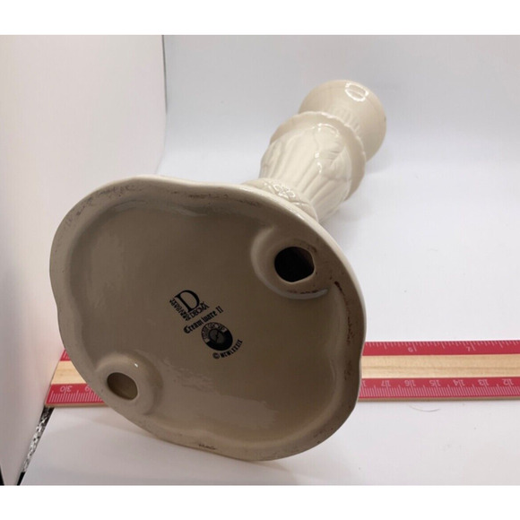 Decma Cream Ware II Candlestick 10" Tall Ivory Vintage ABRIGADA PORTUGAL Holiday - Picture 3 of 5